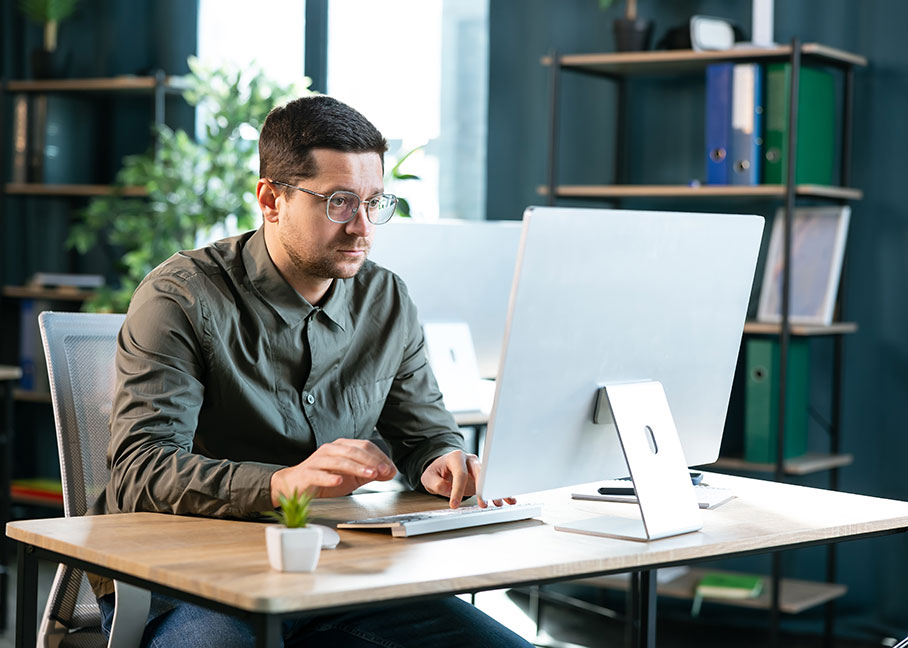 man at desk