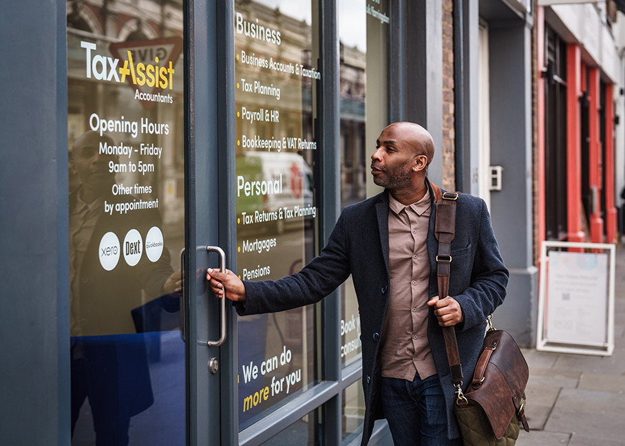 man walking into an accountancy practice